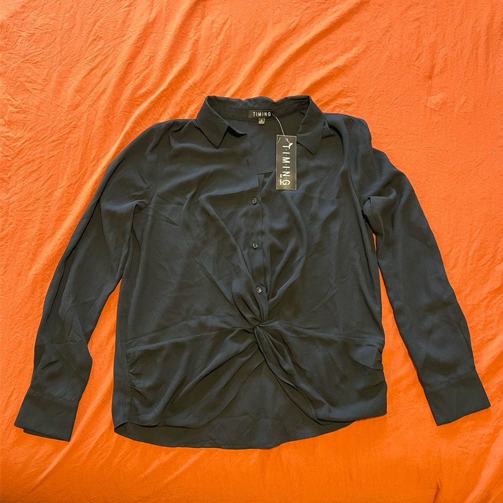 Timing Black Collared Shirt